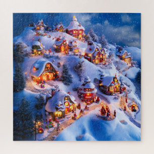 Snowy Hills Whimsical Christmas Village Jigsaw Puzzle