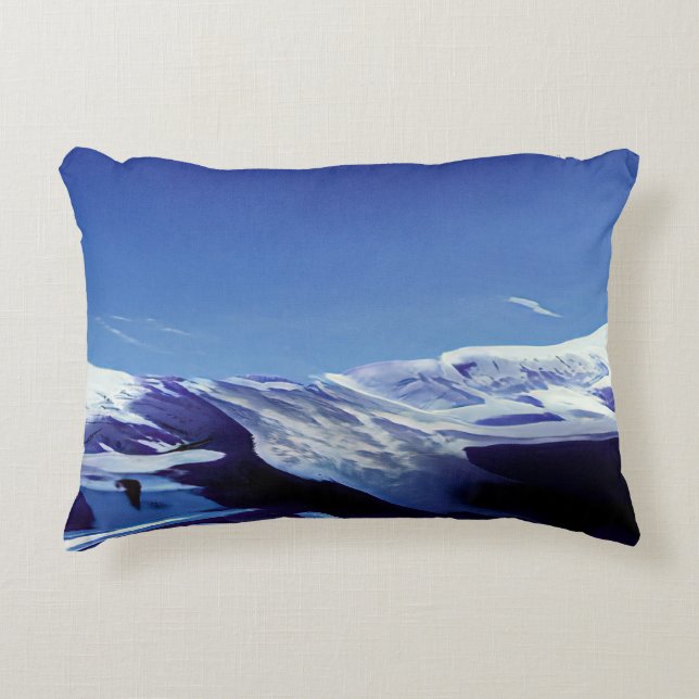 Snowy hills, winter panorama decorative cushion (Front)