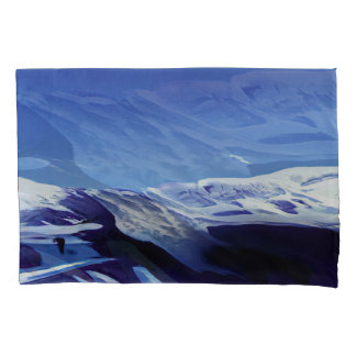 Snowy hills, winter panorama pillowcase