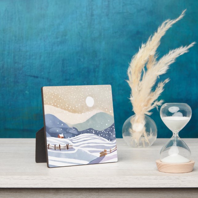 Snowy Hillside | Watercolor Winter Plaque (Insitu)