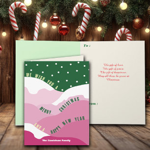 Snowy Holiday Greetings Customise Family Name Card