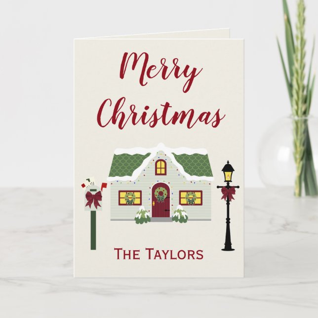 Snowy Home Christmas Holidays Holiday Card (Front)