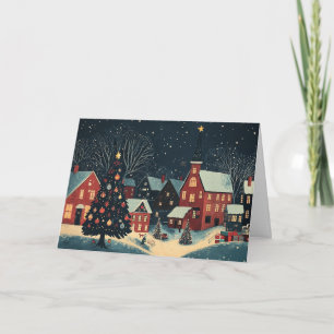 Snowy Homes with Decorated Trees Card