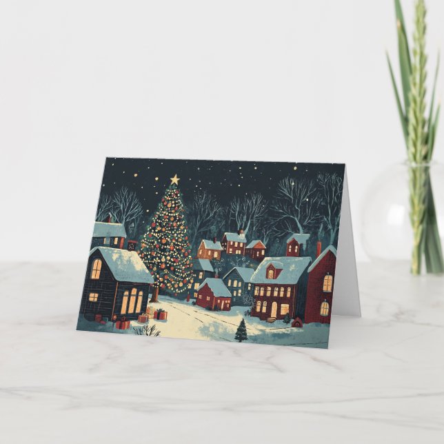 Snowy Homes with Festive Lights Card (Front)