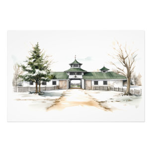 Snowy Horse Barn Wall Art