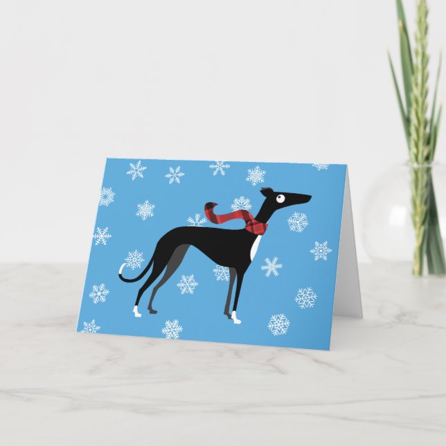 Snowy Hound Holiday Card (Front)
