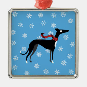 Snowy Hound Metal Tree Decoration