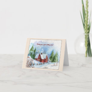 Snowy House Folded Greeting Card