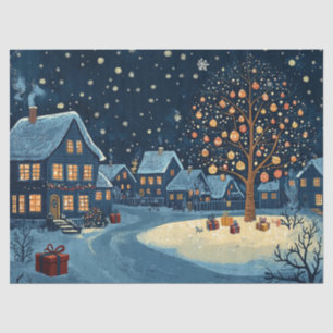 Snowy Houses with Festive Lights Tissue Paper