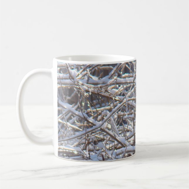 Snowy Ice Branches in Winter Coffee Mug (Left)