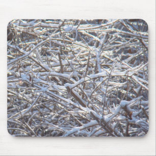 Snowy Ice Branches in Winter Mouse Mat