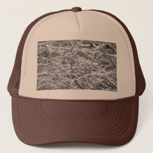 Snowy Ice Branches in Winter Trucker Hat