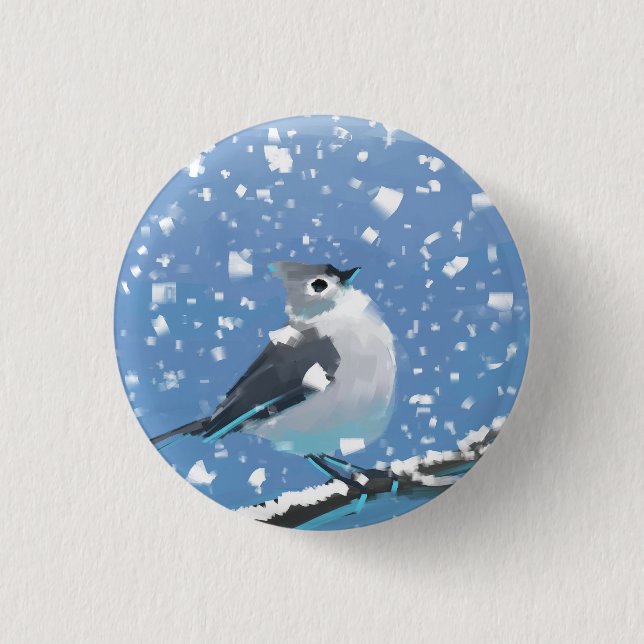 Snowy January 3 Cm Round Badge (Front)