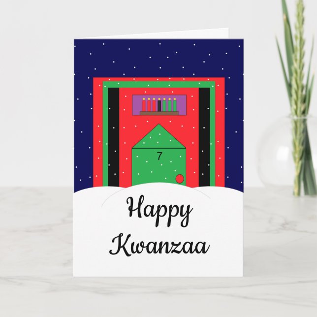 Snowy Kwanzaa: Blank Kwanzaa Holiday Card (Front)