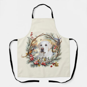 Snowy Labrador Retriever Holiday Apron