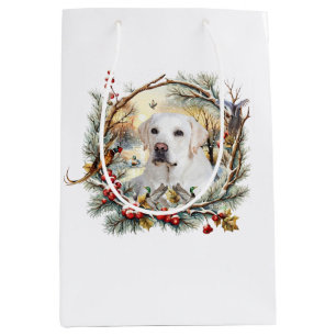 Snowy Labrador Retriever Holiday Medium Gift Bag