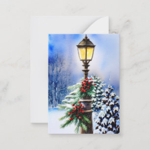 Snowy lamp post budget mini Christmas Card