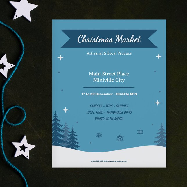 Snowy Landscape - Blue Christmas Market Flyer (Snowy Landscape - Blue Christmas Market Flyer)