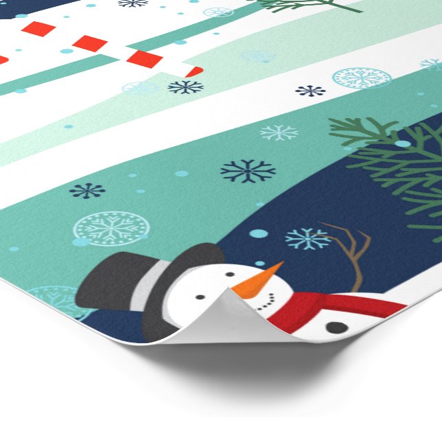 Snowy Landscape Christmas Elements Pattern Poster (Corner)