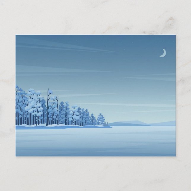 Snowy Landscape Illustration Postcard (Front)