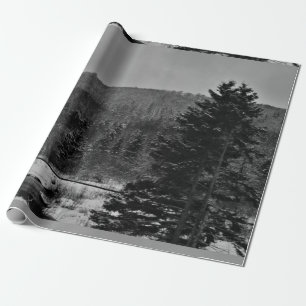 Snowy Landscape in Black and White Wrapping Paper