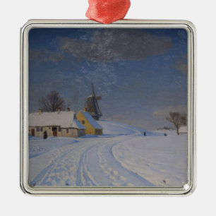 Snowy Landscape in Winter (by H.A. Brendekilde) Metal Tree Decoration