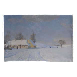 Snowy Landscape in Winter (by H.A. Brendekilde) Pillowcase