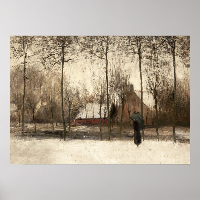Snowy Landscape Painting, Winter Wall Art (Front)