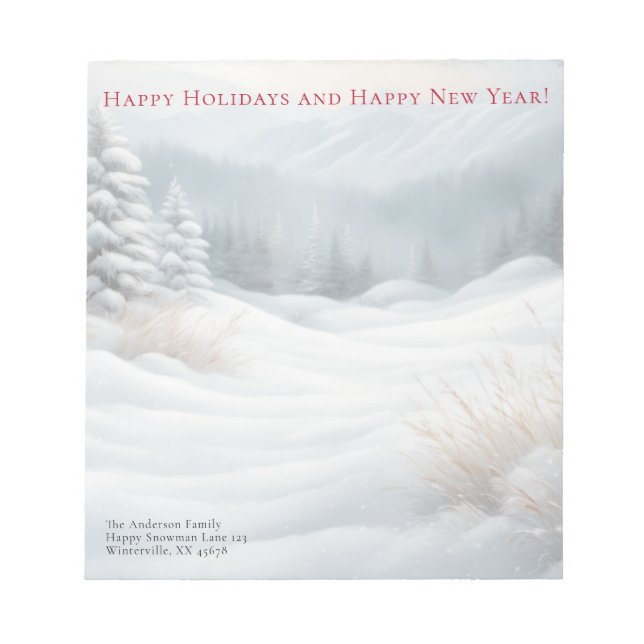Snowy Landscape Scenery Notepad (Front)
