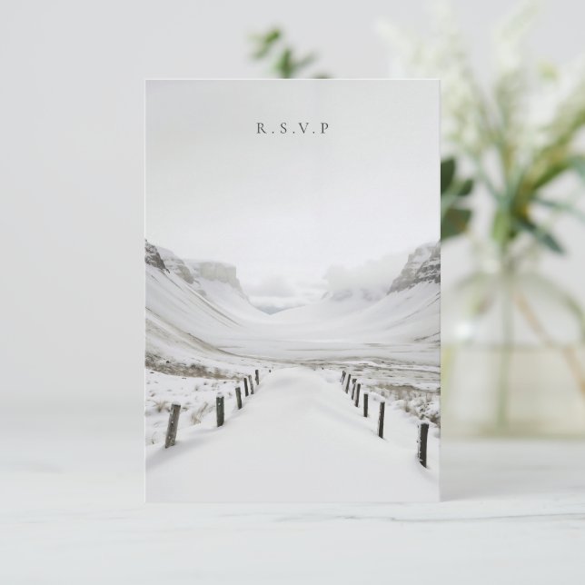 Snowy landscape wedding meal choices RSVP (Standing Front)