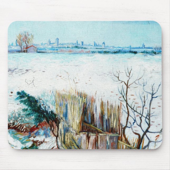 Snowy Landscape with Arles by Vincent van Gogh Mouse Mat (Front)