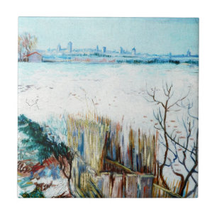 Snowy Landscape with Arles by Vincent van Gogh Tile