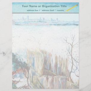Snowy Landscape with Arles in the Background Customised Letterhead