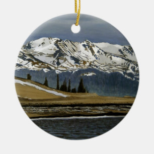 Snowy Leadville Colorado Mountain Vista Ceramic Tree Decoration