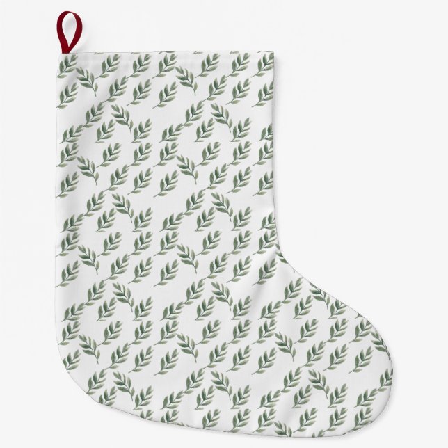 snowy ☃ leaves  large christmas stocking (Front)