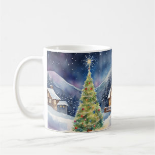 Snowy Lighted Christmas Tree Winter Village Coffee Mug