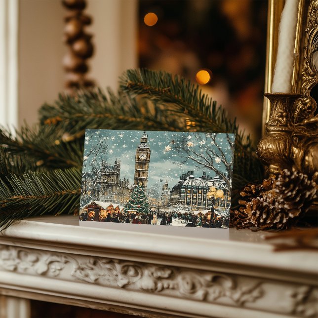 Snowy London Christmas Scene Holiday Postcard (Creator Uploaded)