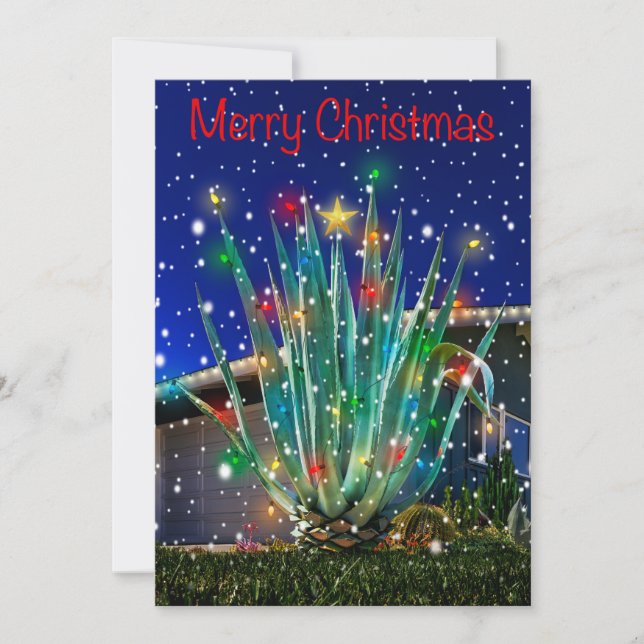 Snowy Majestic Agave on flat holiday card (Front)