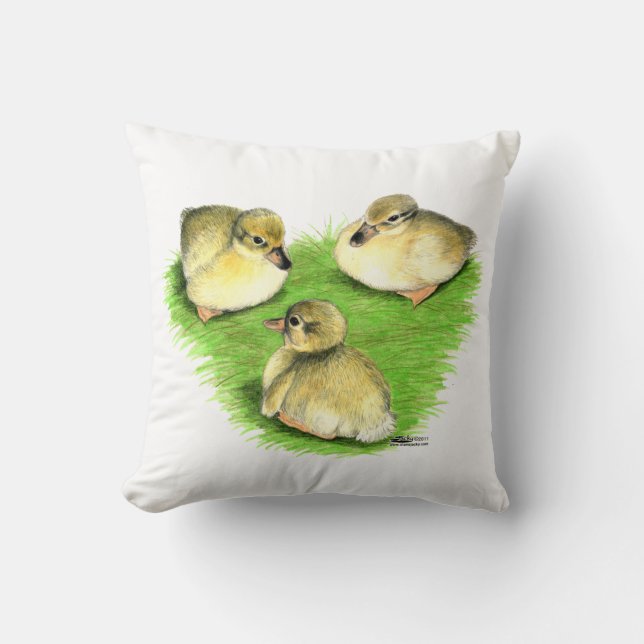 Snowy Mallard Ducklings Cushion (Front)