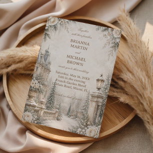 Snowy Manor Beneath Winter Elegance Invitation