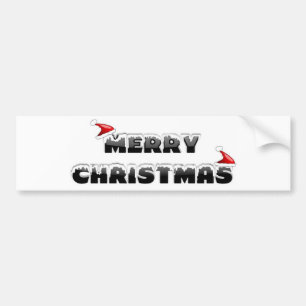 SNOWY MERRY CHRISTMAS  BUMPER STICKER