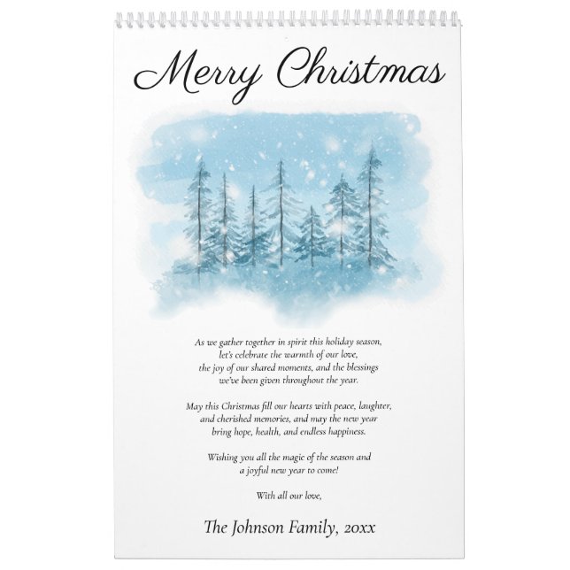 Snowy Merry Christmas Photo Calendar (Cover)