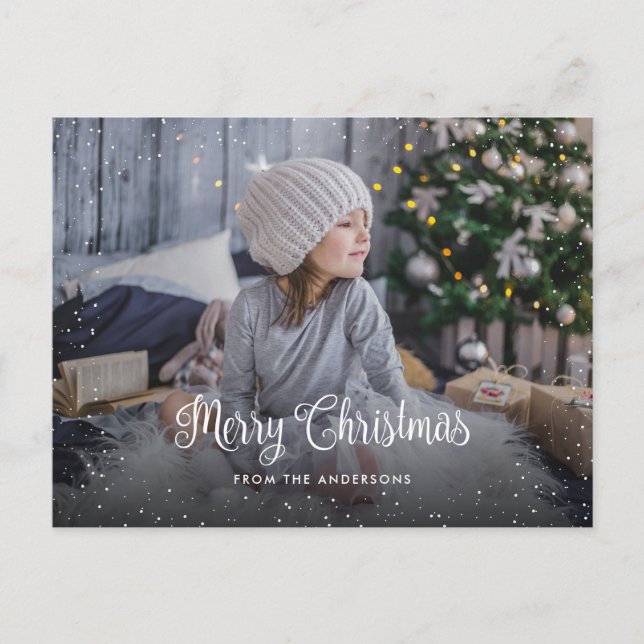 Snowy Merry Christmas Photo Postcards (Front)