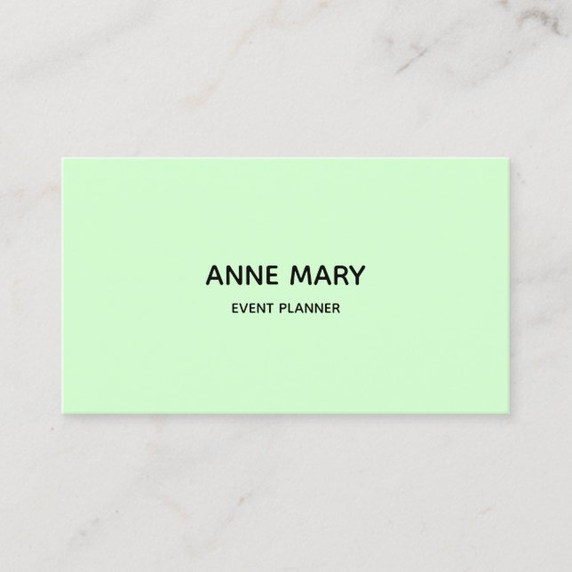 Snowy Mint Green Professional Modern Colourful Business Card (Front)