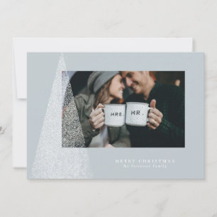 Snowy modern Christmas tree holiday photo card