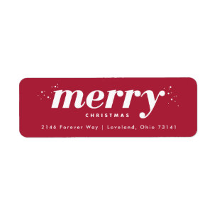 Snowy Modern Merry Christmas Return Address Label
