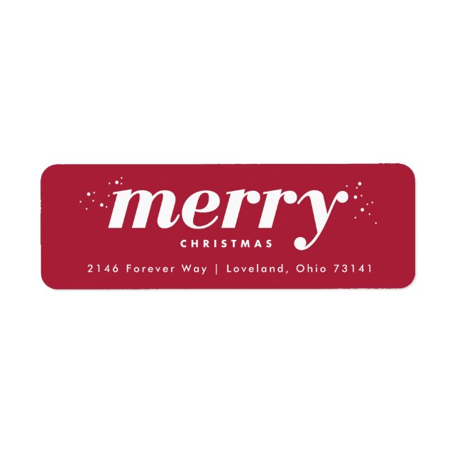 Snowy Modern Merry Christmas Return Address Label (Front)