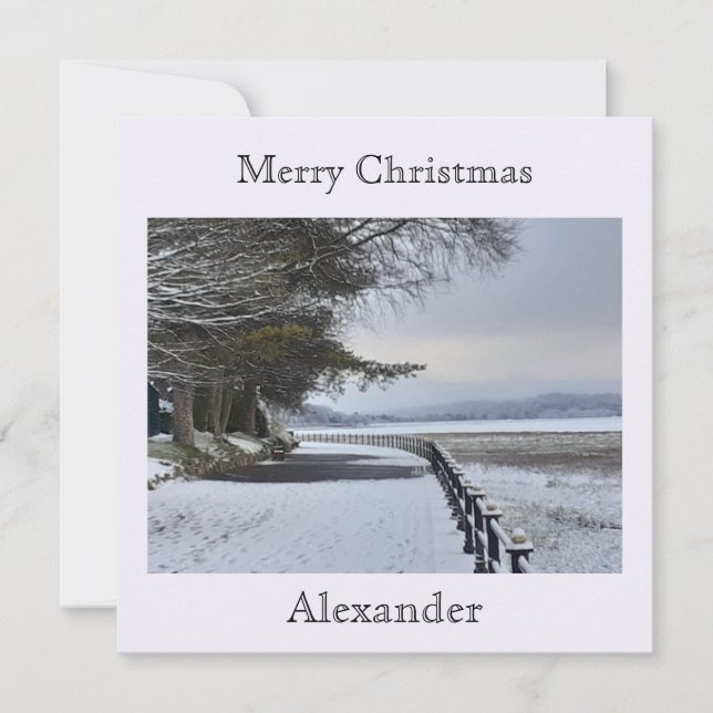 Snowy Morning Flat Christmas Card (Front)