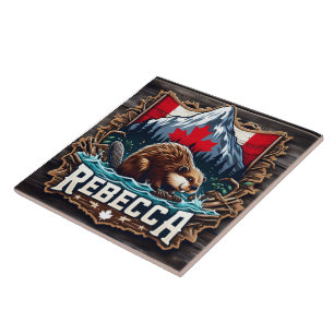 Snowy Mountain, Beaver, Canadian Flag Tile