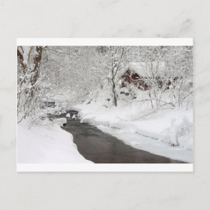 Snowy Mountain Cabin and Creek Postcard